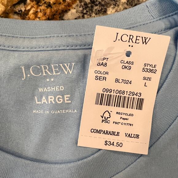 NWT J. Crew Men's Serenity Blue Washed Jersey Crewneck Tee - SIZE LARGE - Picture 7 of 9